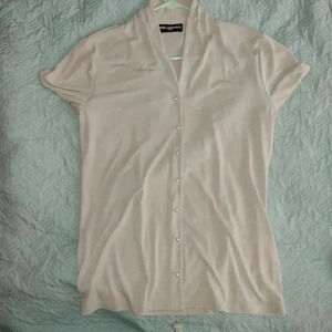 Karl Lagerfeld cement BM Jersey close pearl buttons 6 Small never worn lost tag